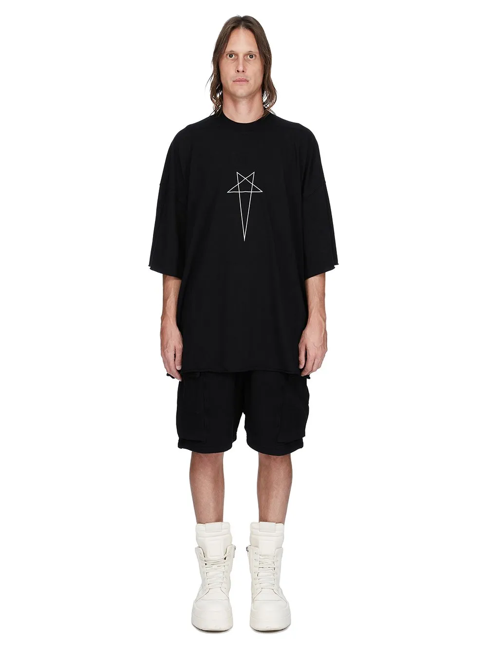 Drkshdw Concordians Cargobela Shorts In Black Slub Felpa