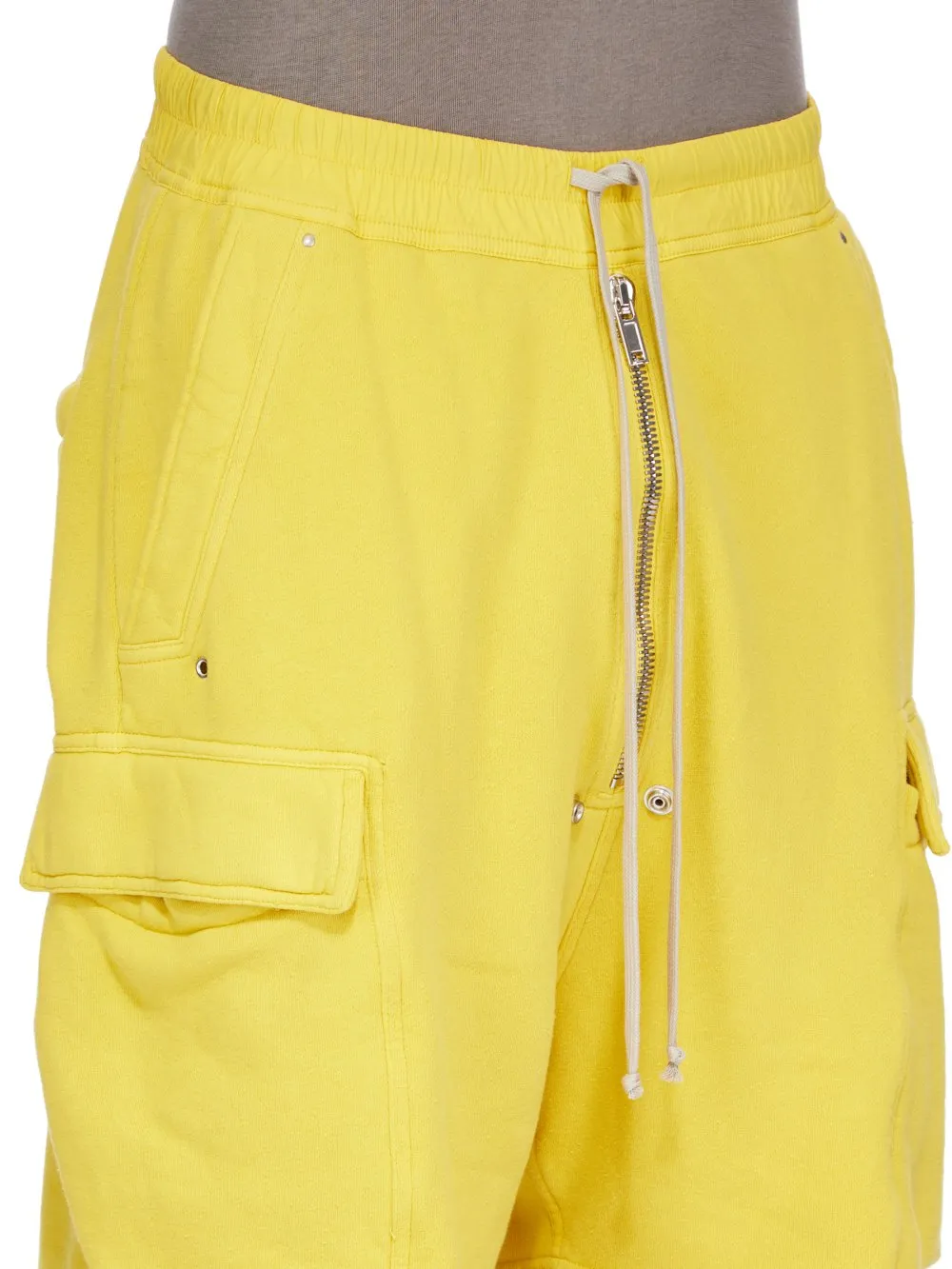 Drkshdw Concordians Cargobela Shorts In Lemon Slub Felpa