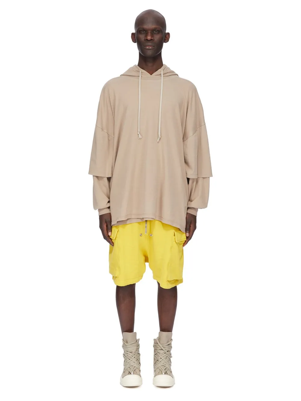Drkshdw Concordians Cargobela Shorts In Lemon Slub Felpa