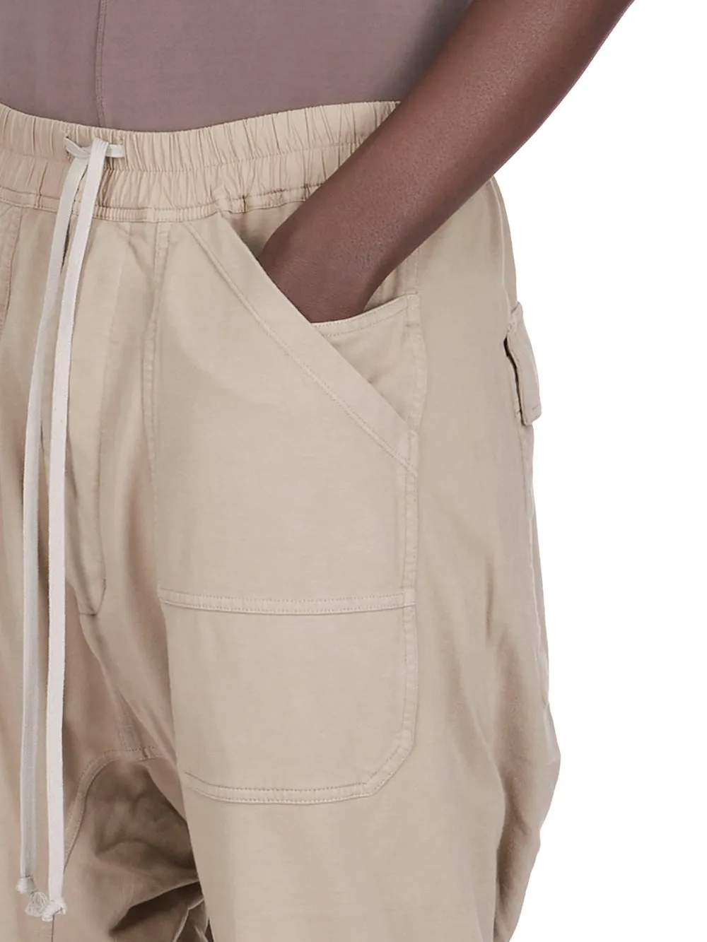 Drkshdw Concordians Classic Cargo Drawstring In Dirty Pearl Compact Heavy Jersey.