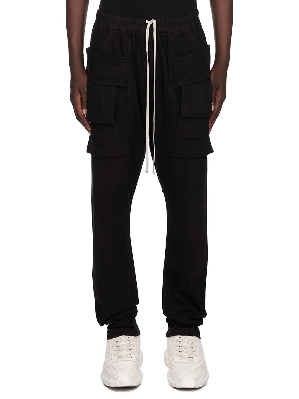 Drkshdw Concordians Creatch Cargo Drawstring In Black Compact Heavy Jersey