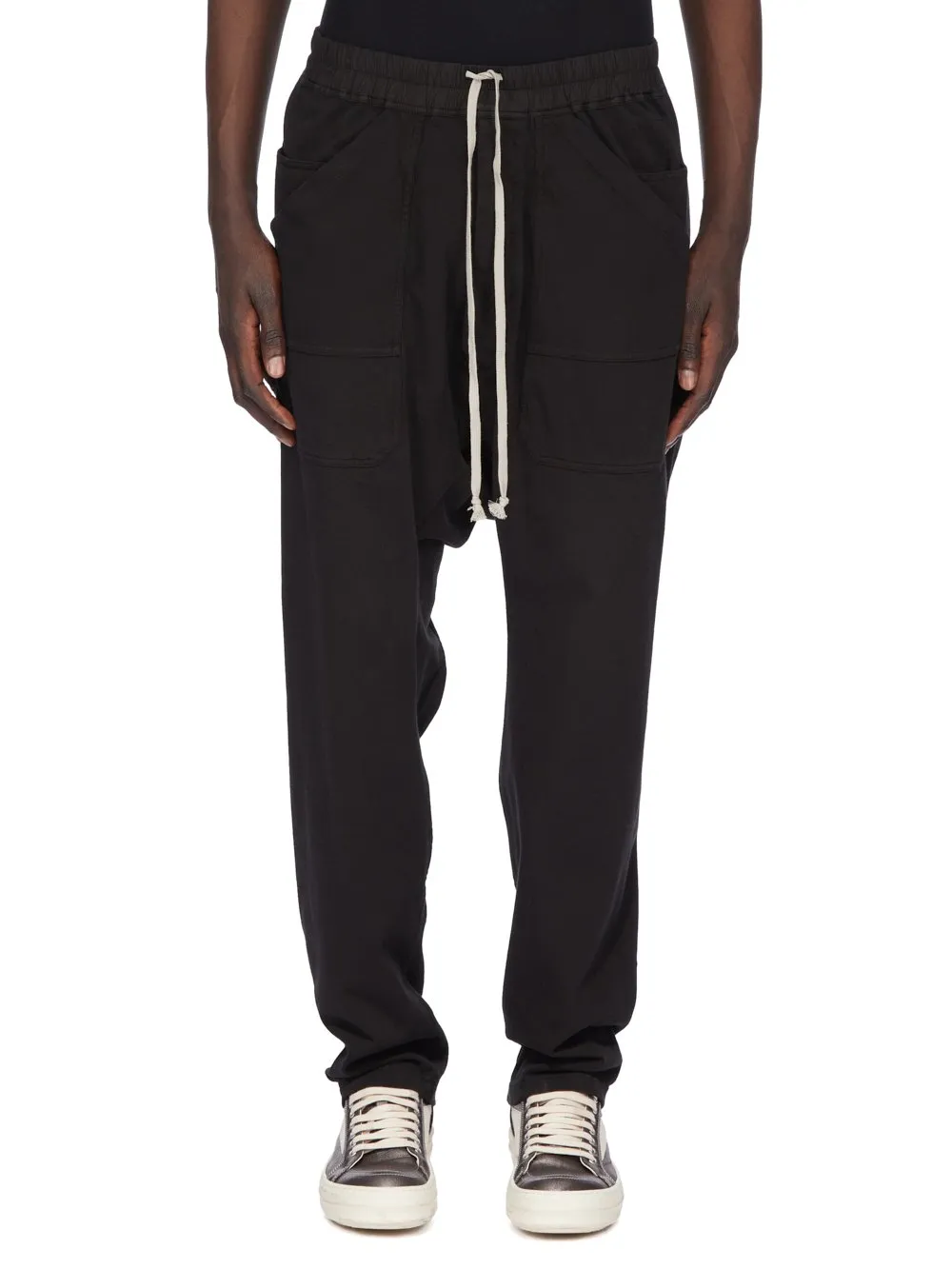 Drkshdw Concordians Classic Cargo Drawstring In Black Compact Heavy Jersey.