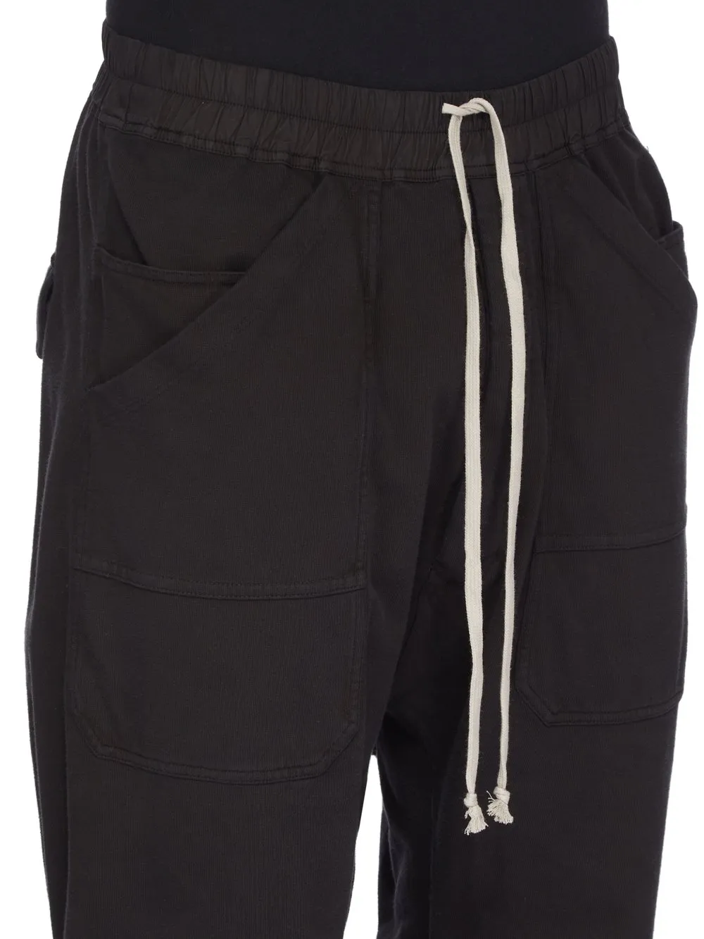 Drkshdw Concordians Classic Cargo Drawstring In Black Compact Heavy Jersey.