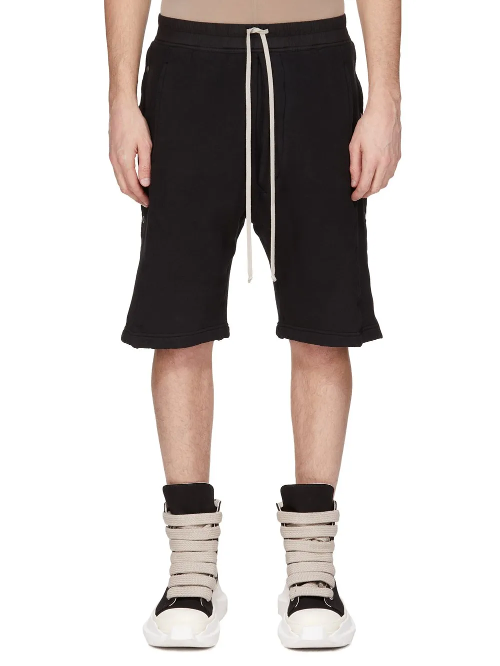 Drkshdw Concordians Pusher Shorts In Black Slub Felpa