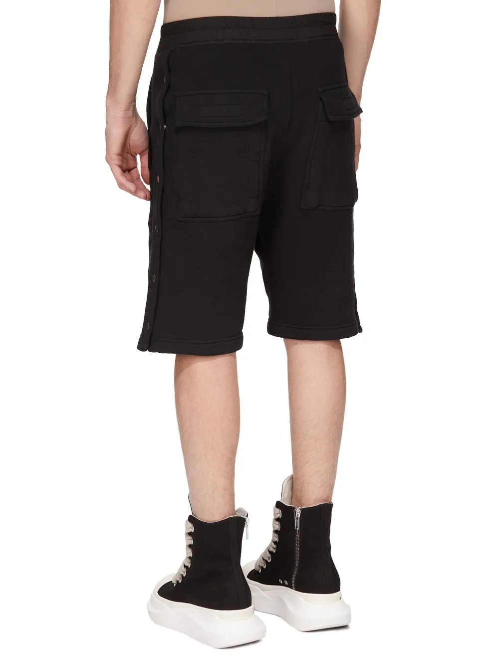 Drkshdw Concordians Pusher Shorts In Black Slub Felpa