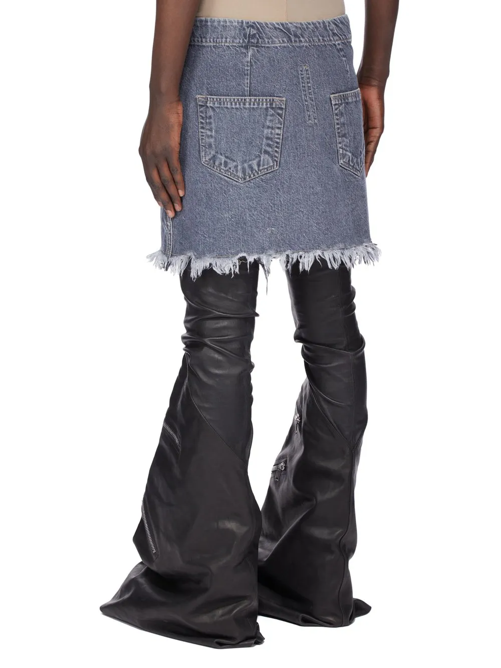 Drkshdw Concordians Sisysnap Skirt In 13Oz Stone Washed Grey Denim
