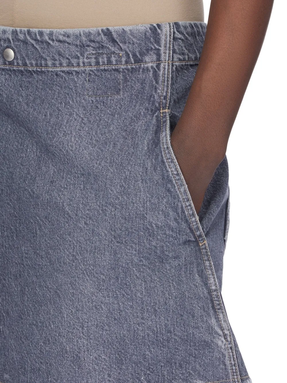 Drkshdw Concordians Sisysnap Skirt In 13Oz Stone Washed Grey Denim