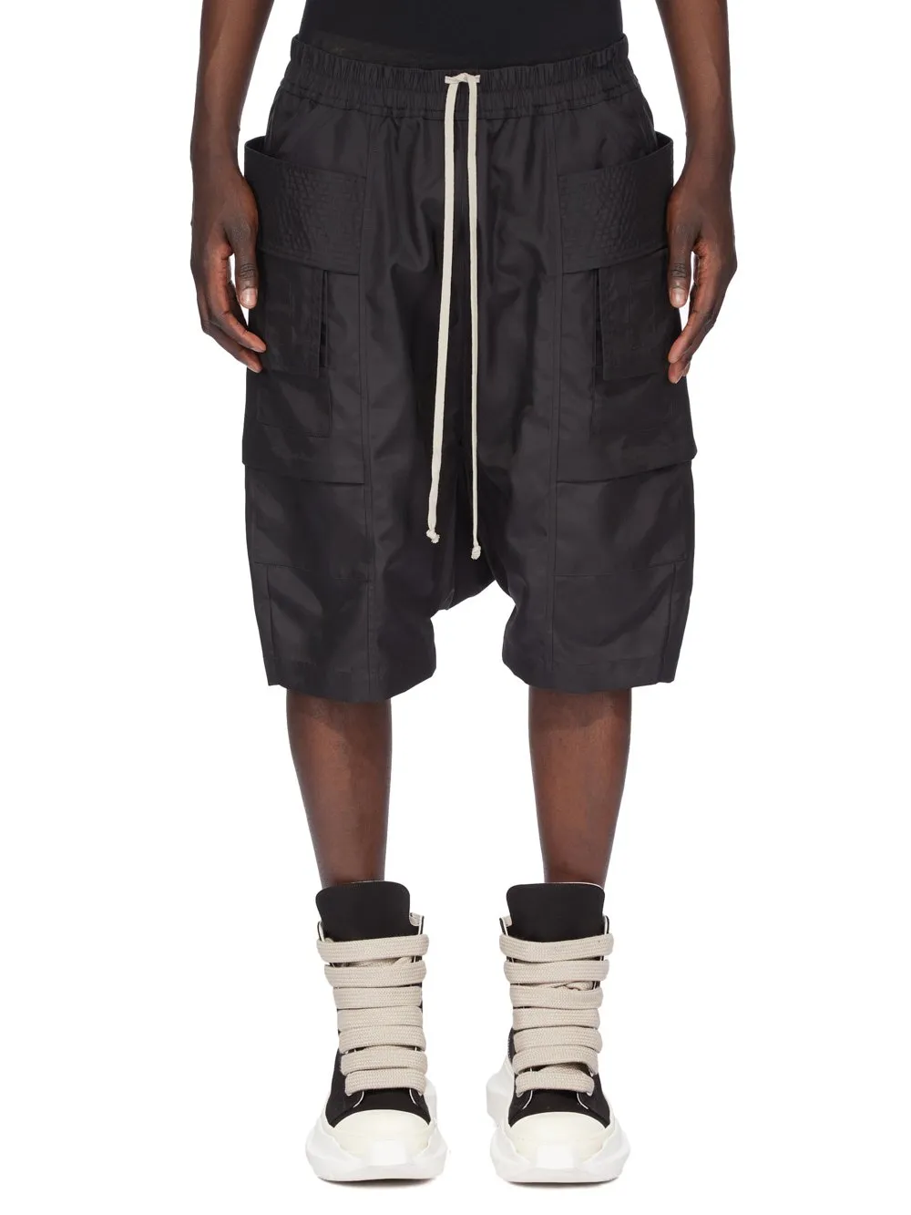Drkshdw Concordians Creatch Cargo Pods In Black Nylon Canvas