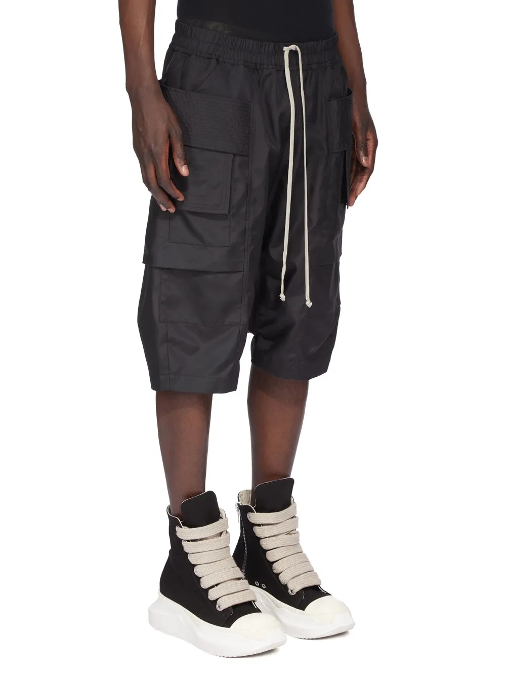 Drkshdw Concordians Creatch Cargo Pods In Black Nylon Canvas
