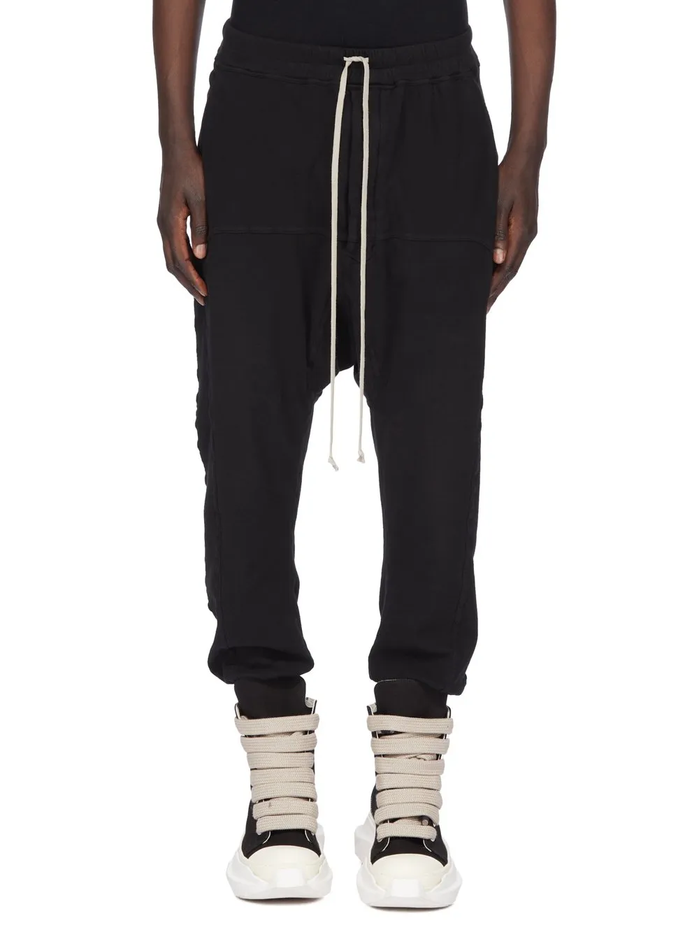 Drkshdw Concordians Prisoner Drawstring In Black Double Brushed Jersey