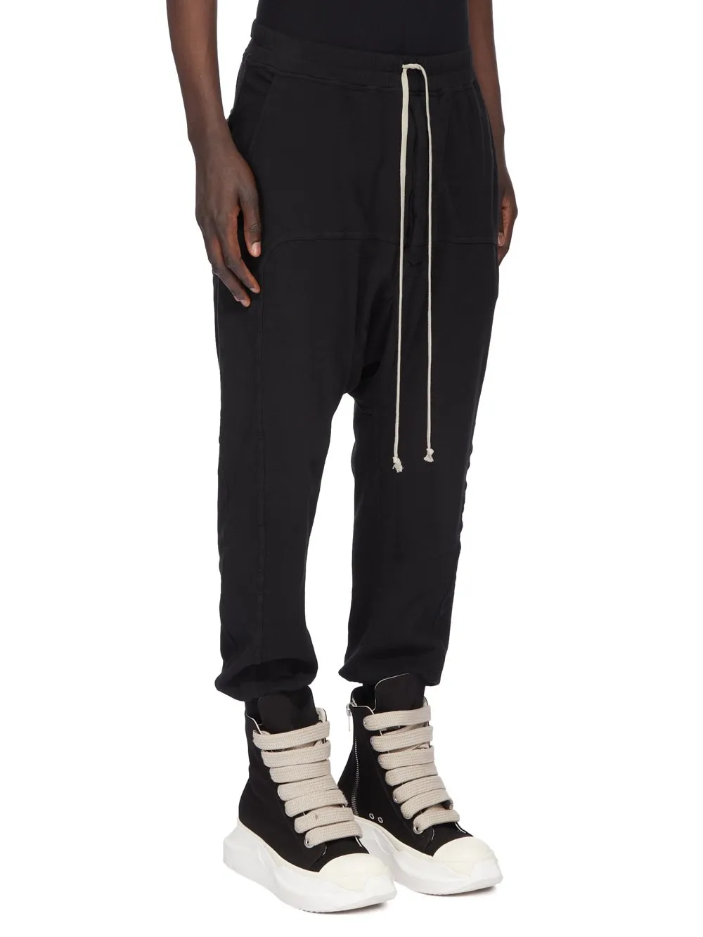 Drkshdw Concordians Prisoner Drawstring In Black Double Brushed Jersey