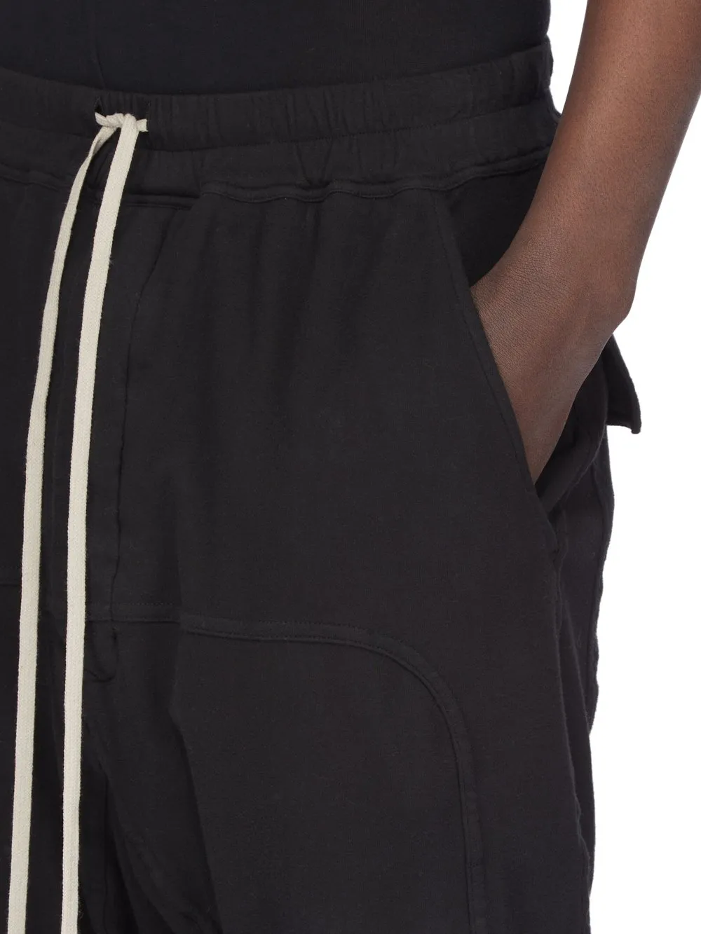 Drkshdw Concordians Prisoner Drawstring In Black Double Brushed Jersey