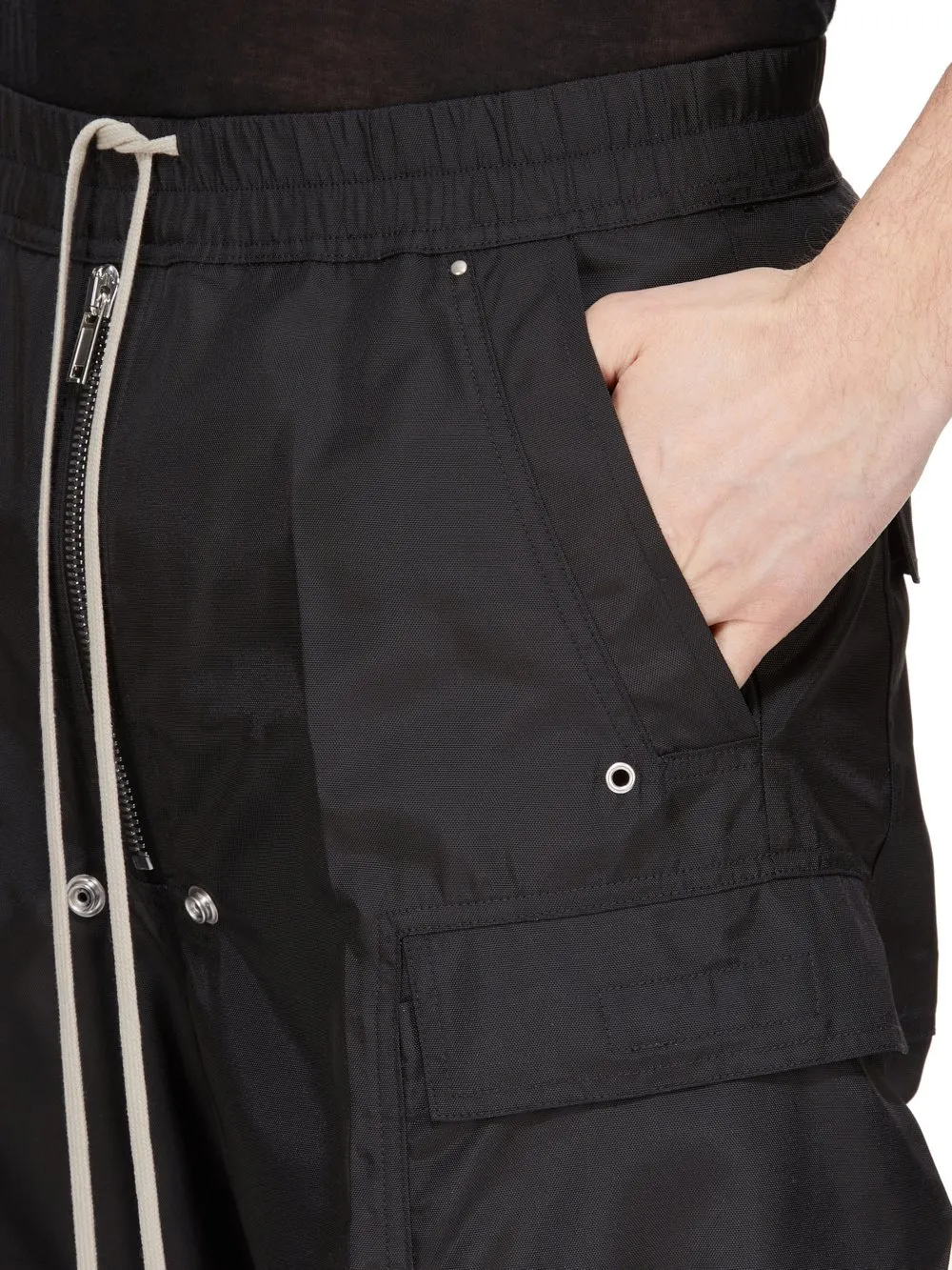 Drkshdw Concordians Double Cargo Jumbo Belas In Black Nylon Canvas