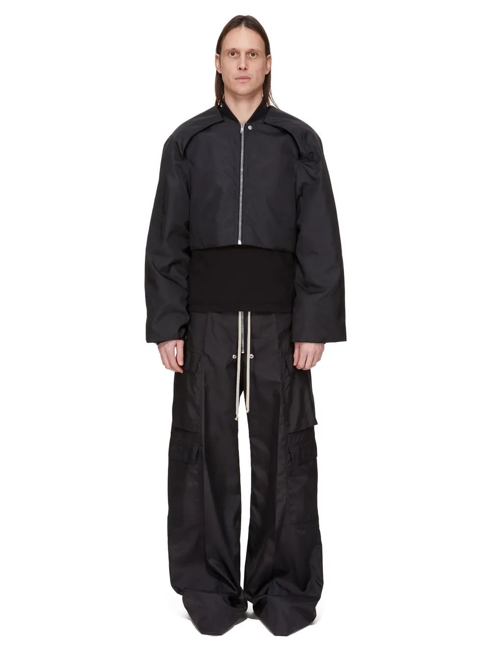 Drkshdw Concordians Double Cargo Jumbo Belas In Black Nylon Canvas