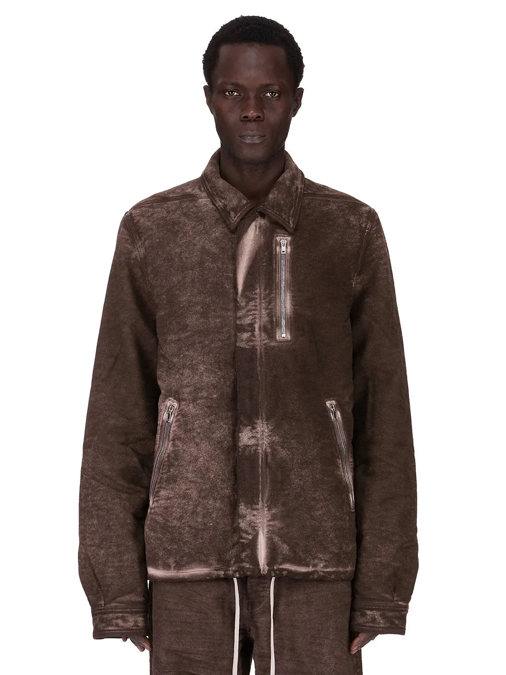 Drkshdw Concordians Concealed Zipfront Jkt In Drkdust Brushed Cotton