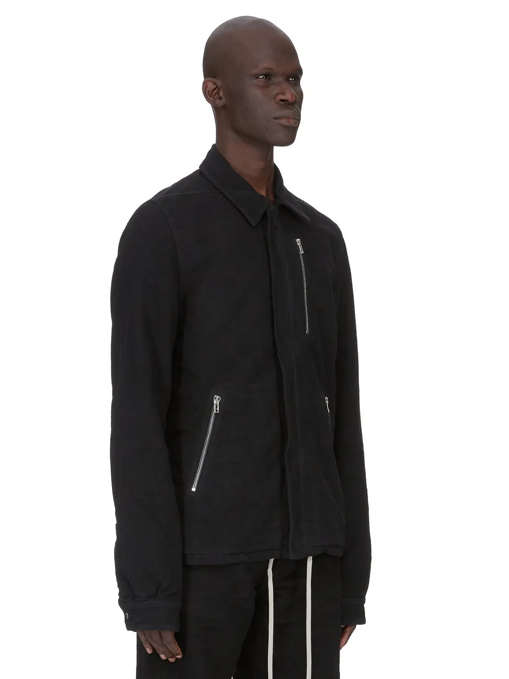 Drkshdw Concordians Concealed Zipfront Jkt In Black Brushed Cotton