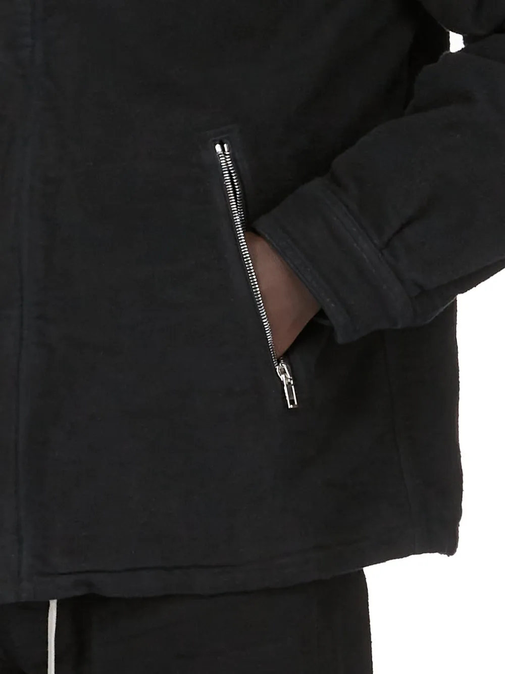 Drkshdw Concordians Concealed Zipfront Jkt In Black Brushed Cotton