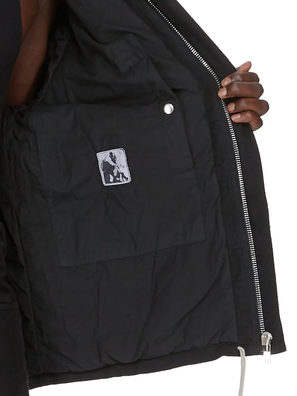 Drkshdw Concordians Concealed Zipfront Jkt In Black Brushed Cotton