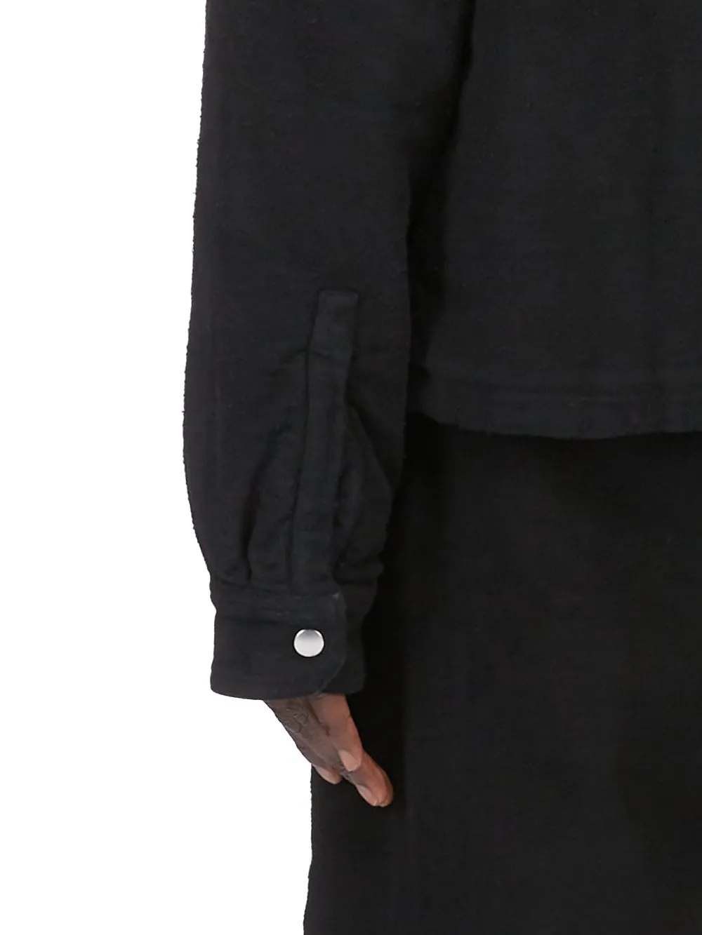 Drkshdw Concordians Concealed Zipfront Jkt In Black Brushed Cotton