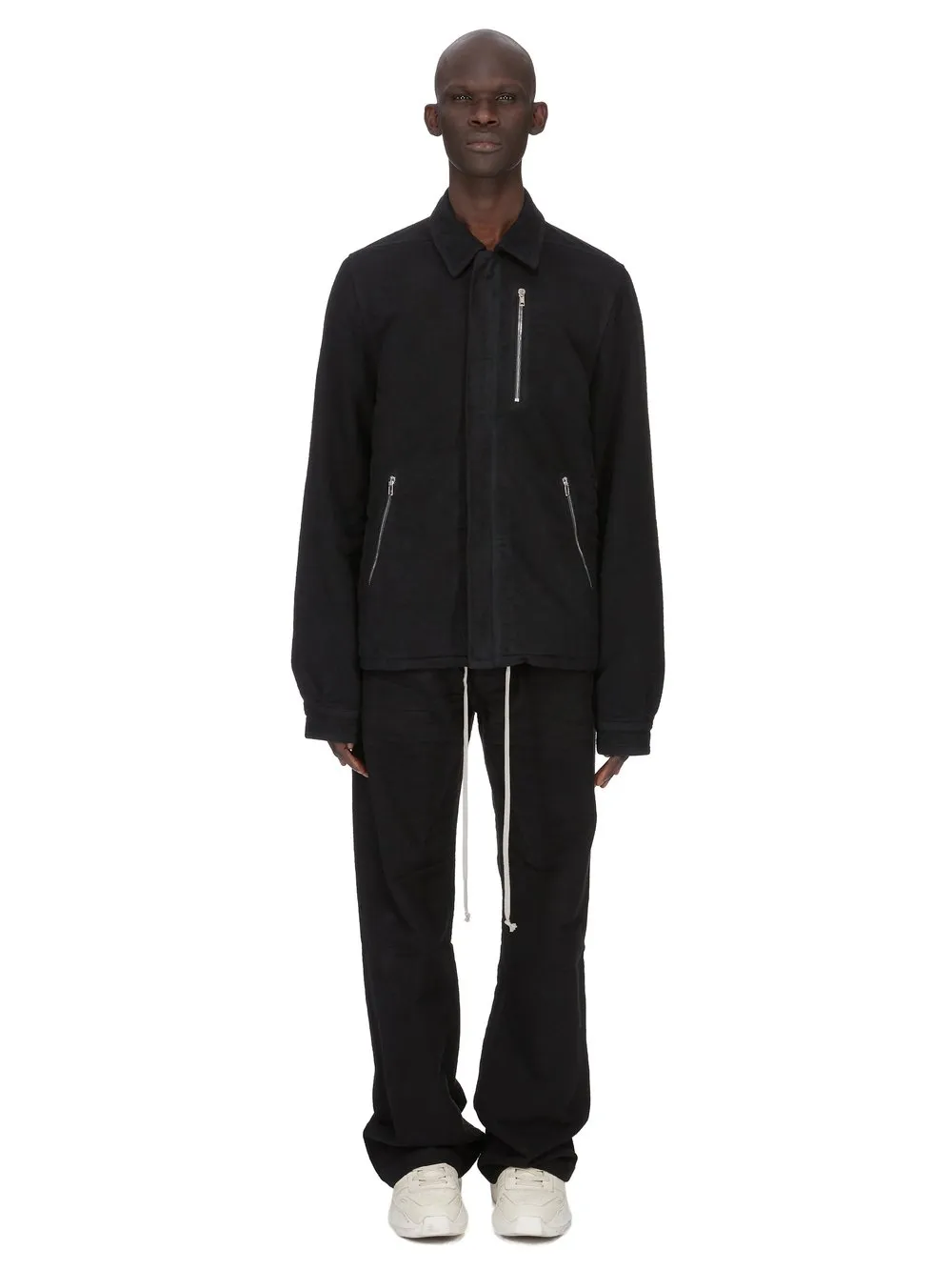 Drkshdw Concordians Concealed Zipfront Jkt In Black Brushed Cotton