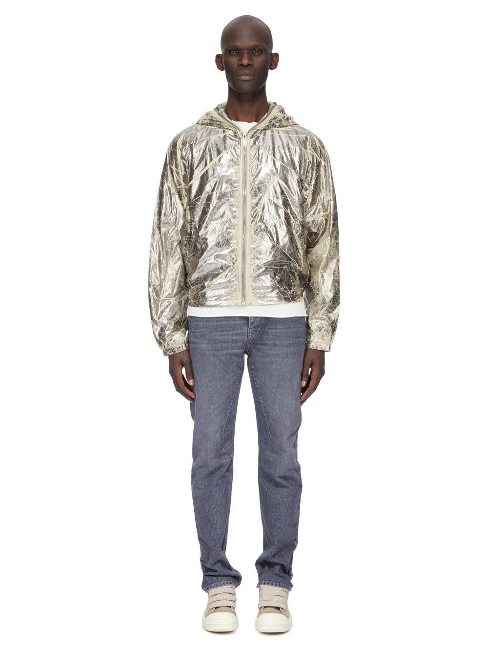 Drkshdw Concordians Sealed Windbreaker In Palladium Foil Light Nylon