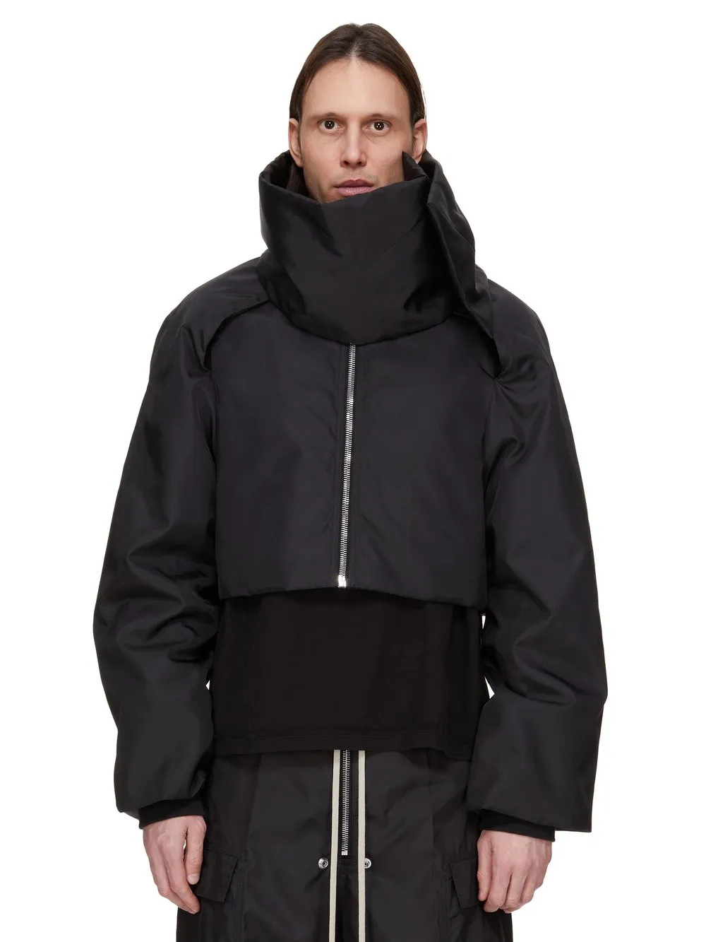 Drkshdw Concordians Convertible Jkt Cropped In Black Nylon Canvas