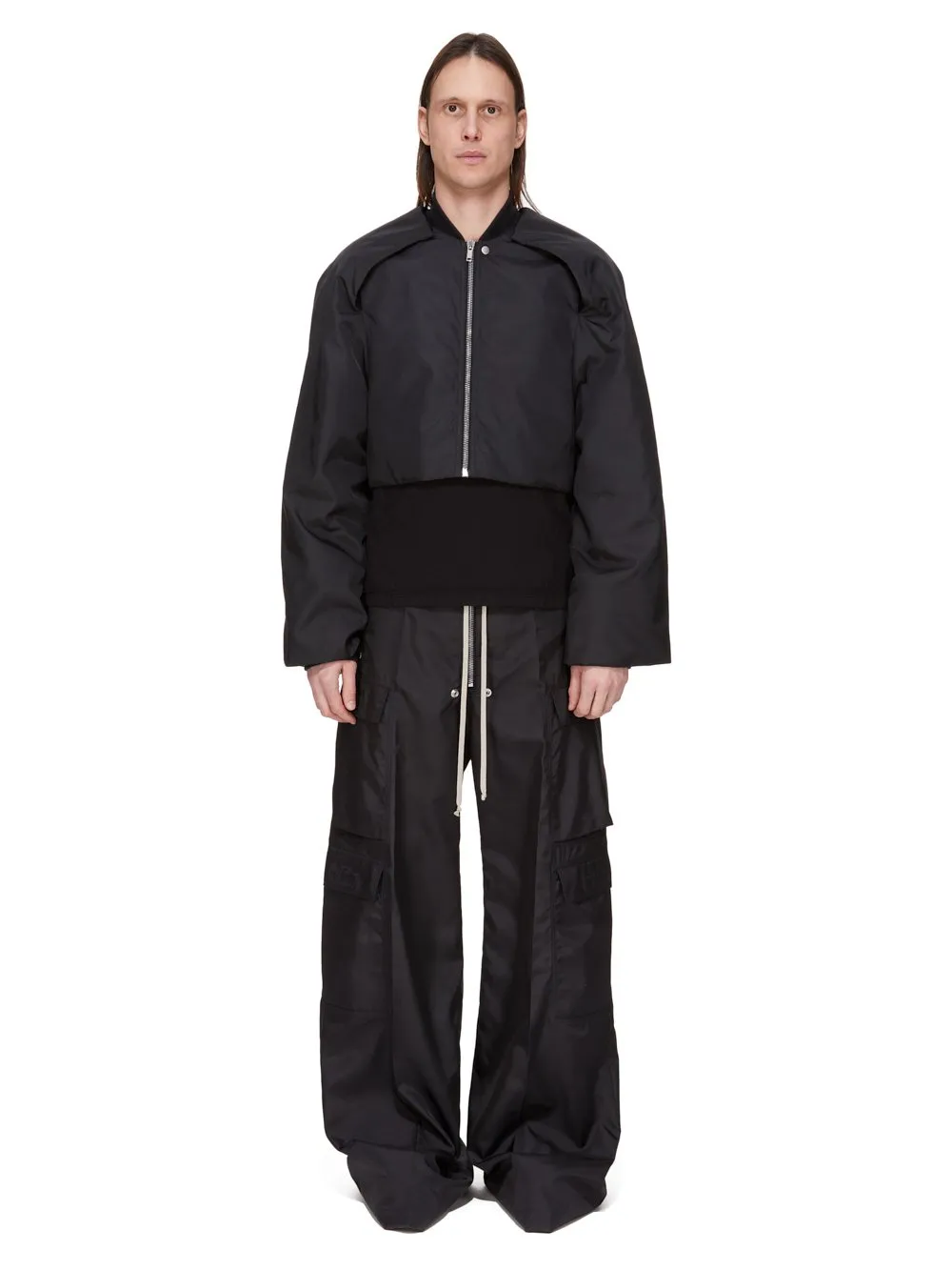 Drkshdw Concordians Convertible Jkt Cropped In Black Nylon Canvas