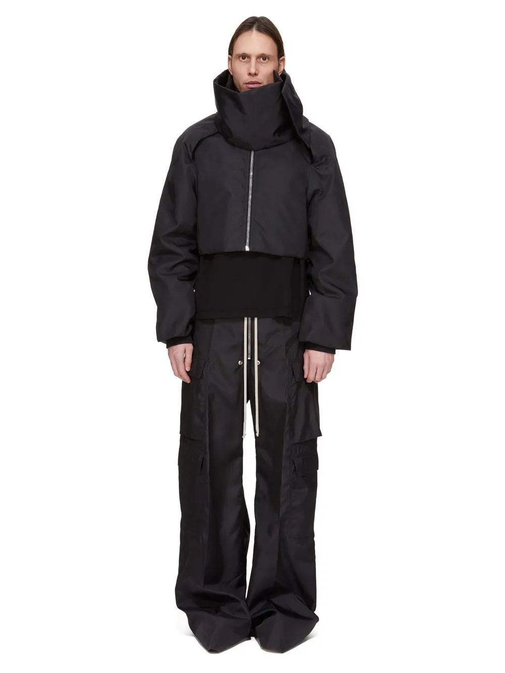 Drkshdw Concordians Convertible Jkt Cropped In Black Nylon Canvas