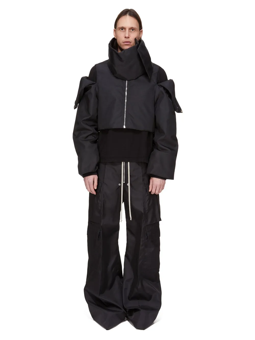 Drkshdw Concordians Convertible Jkt Cropped In Black Nylon Canvas