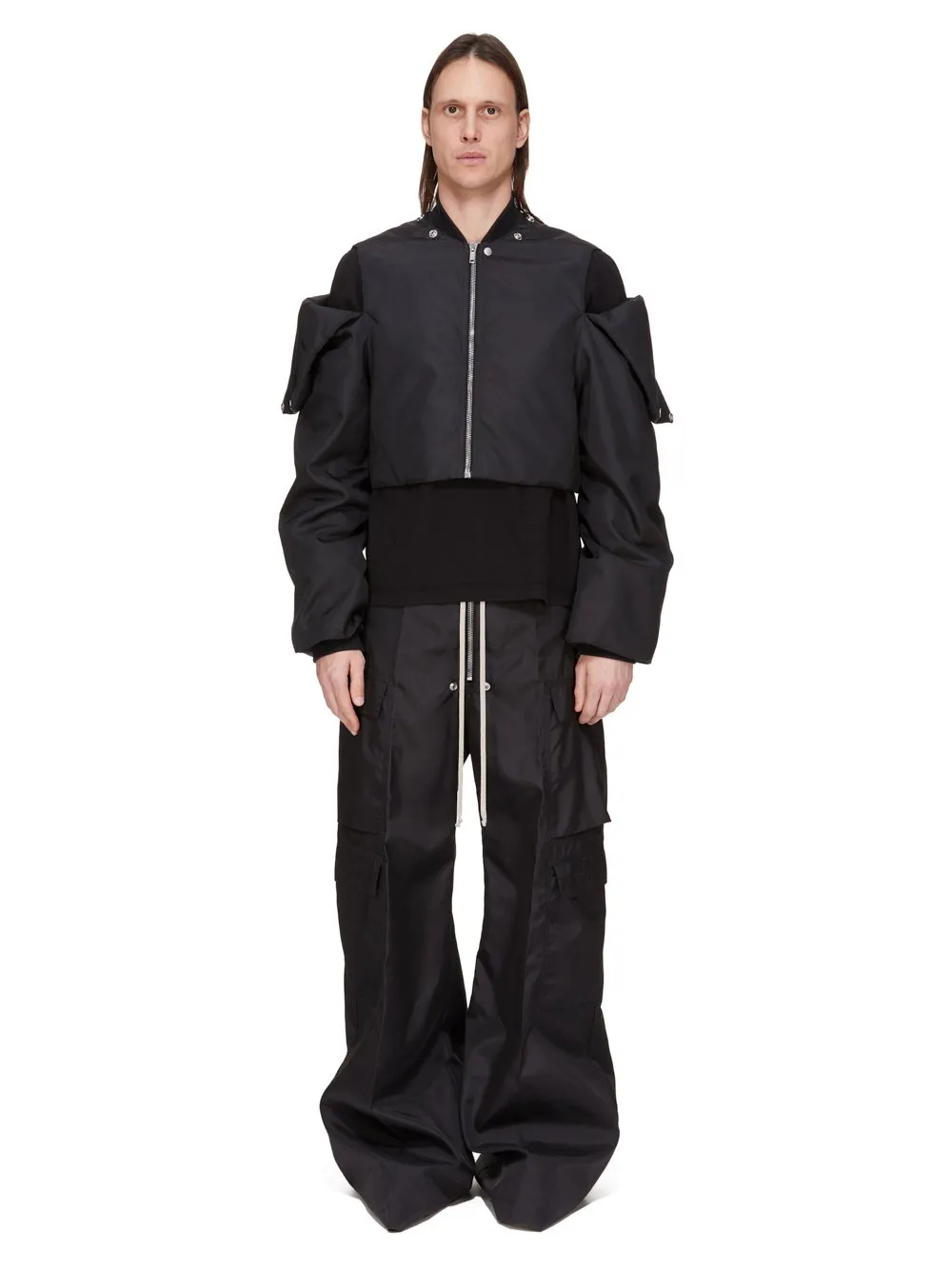 Drkshdw Concordians Convertible Jkt Cropped In Black Nylon Canvas