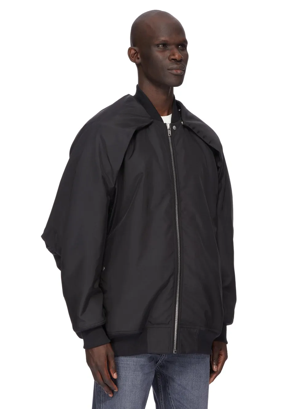Drkshdw Concordians Convertible Jumbo Peter Flight In Black Nylon Canvas.