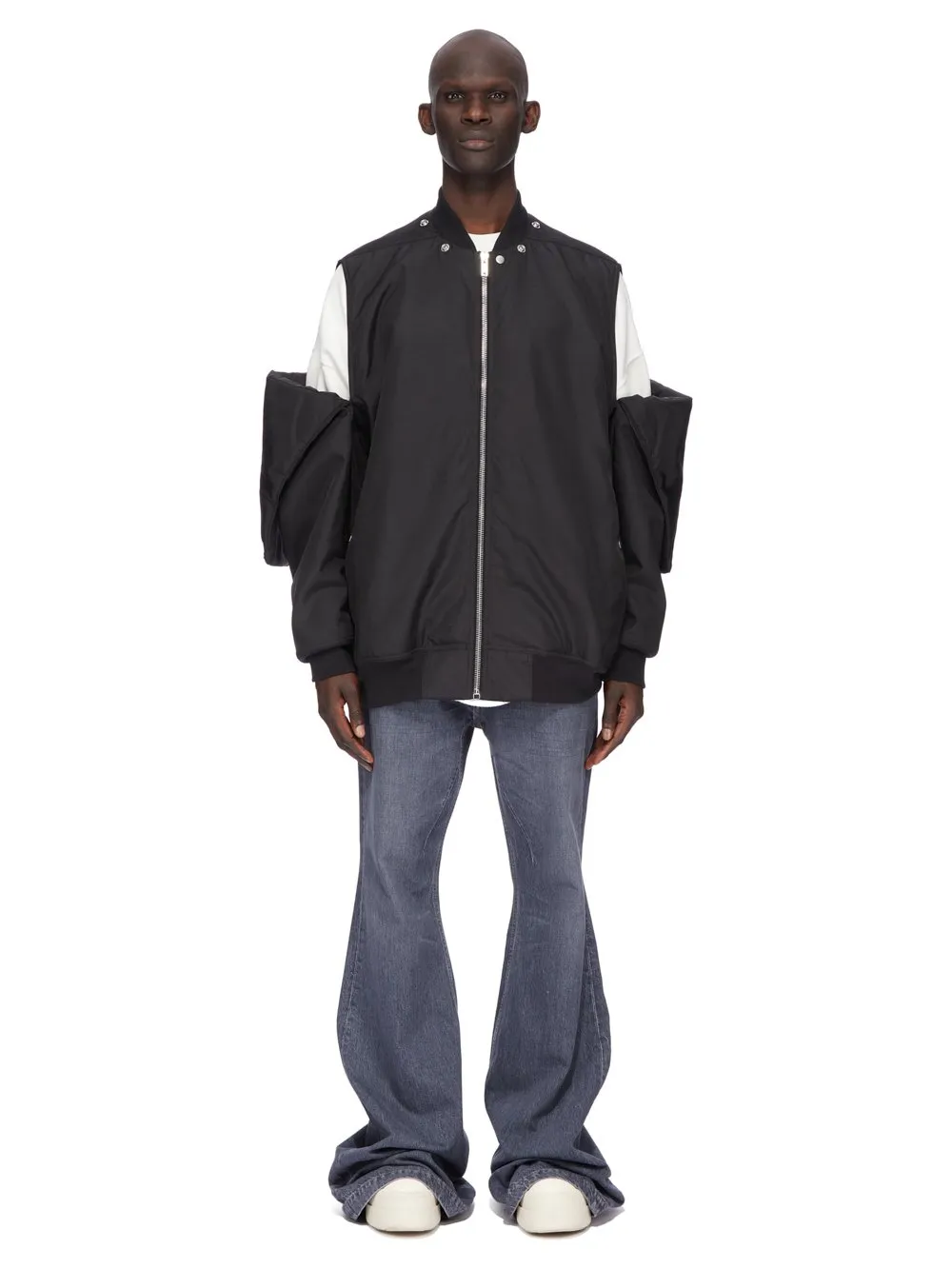 Drkshdw Concordians Convertible Jumbo Peter Flight In Black Nylon Canvas.