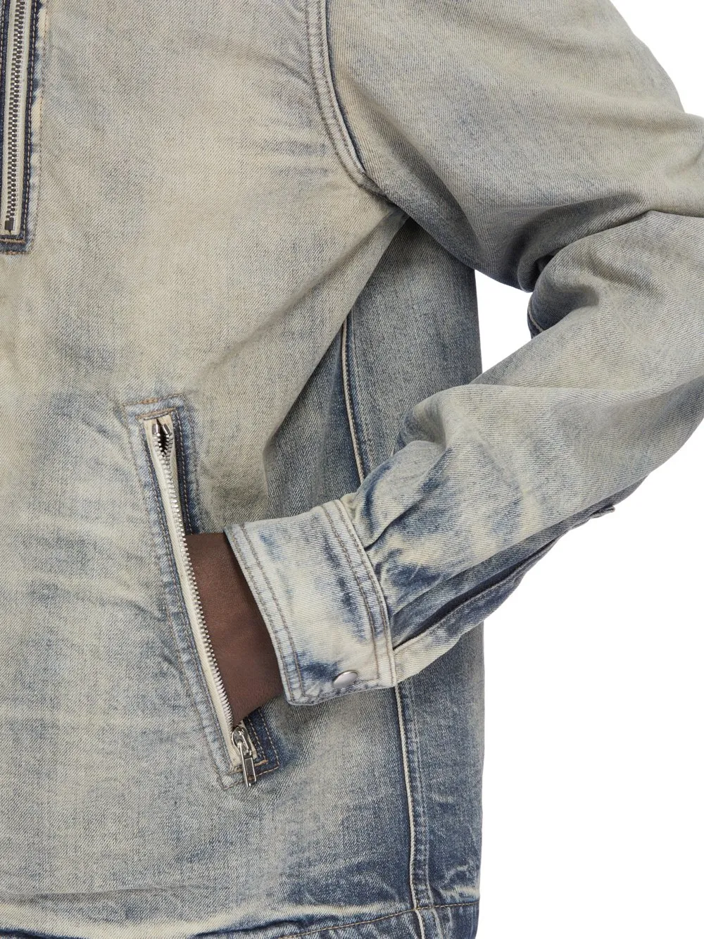 Drkshdw Concordians Concealed Zipfront Jkt In 13Oz Mineral Pearl Denim