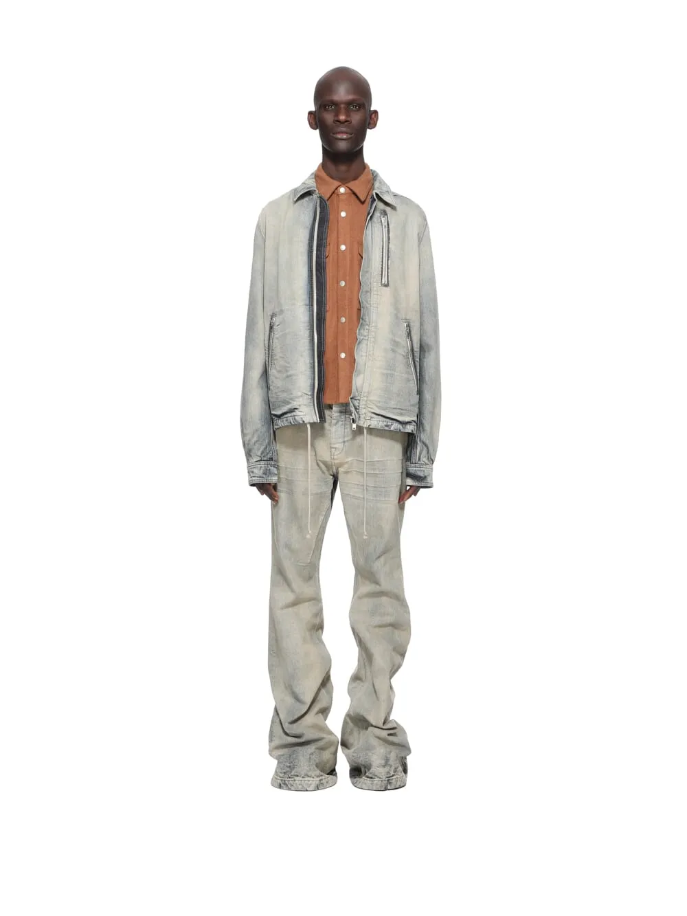 Drkshdw Concordians Concealed Zipfront Jkt In 13Oz Mineral Pearl Denim