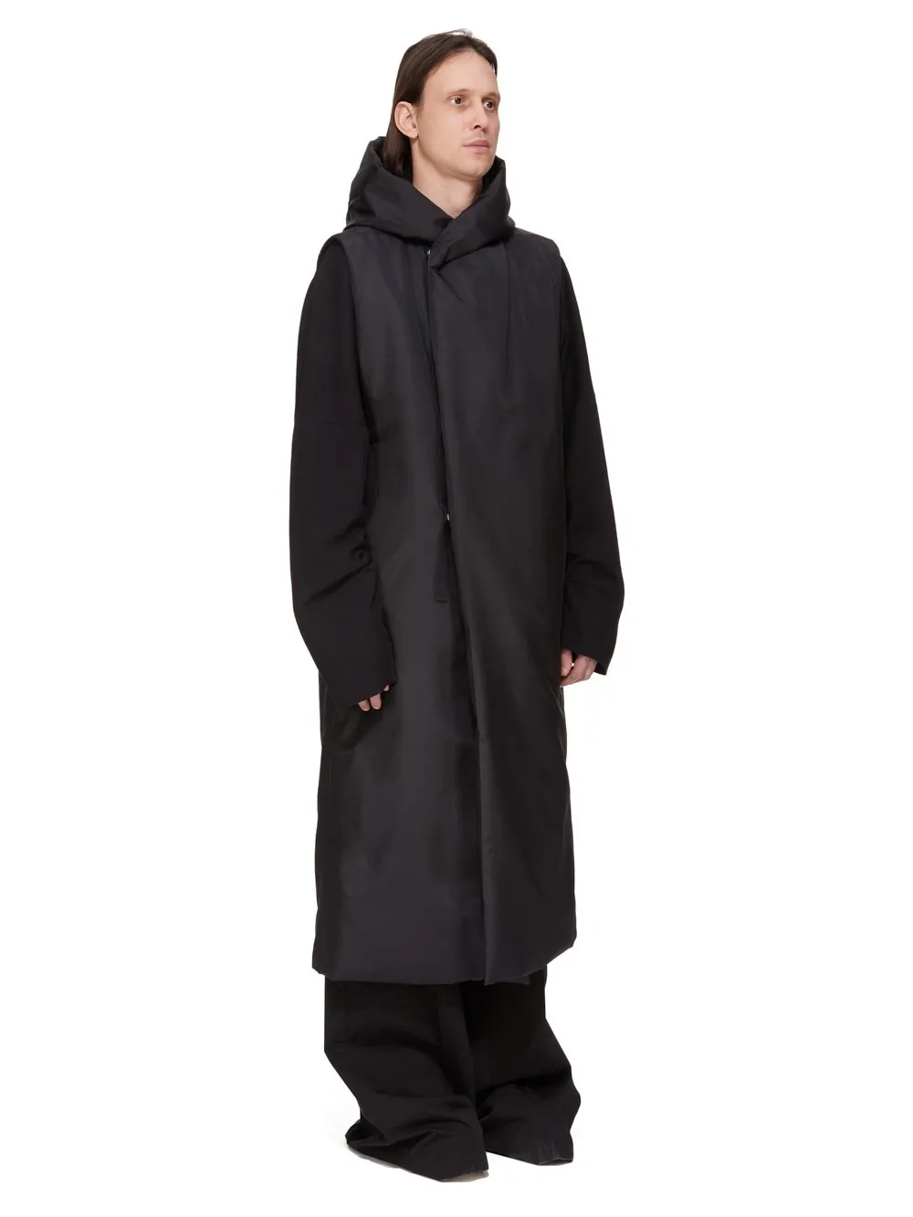 Drkshdw Concordians Hooded Liner In Black Nylon Canvas