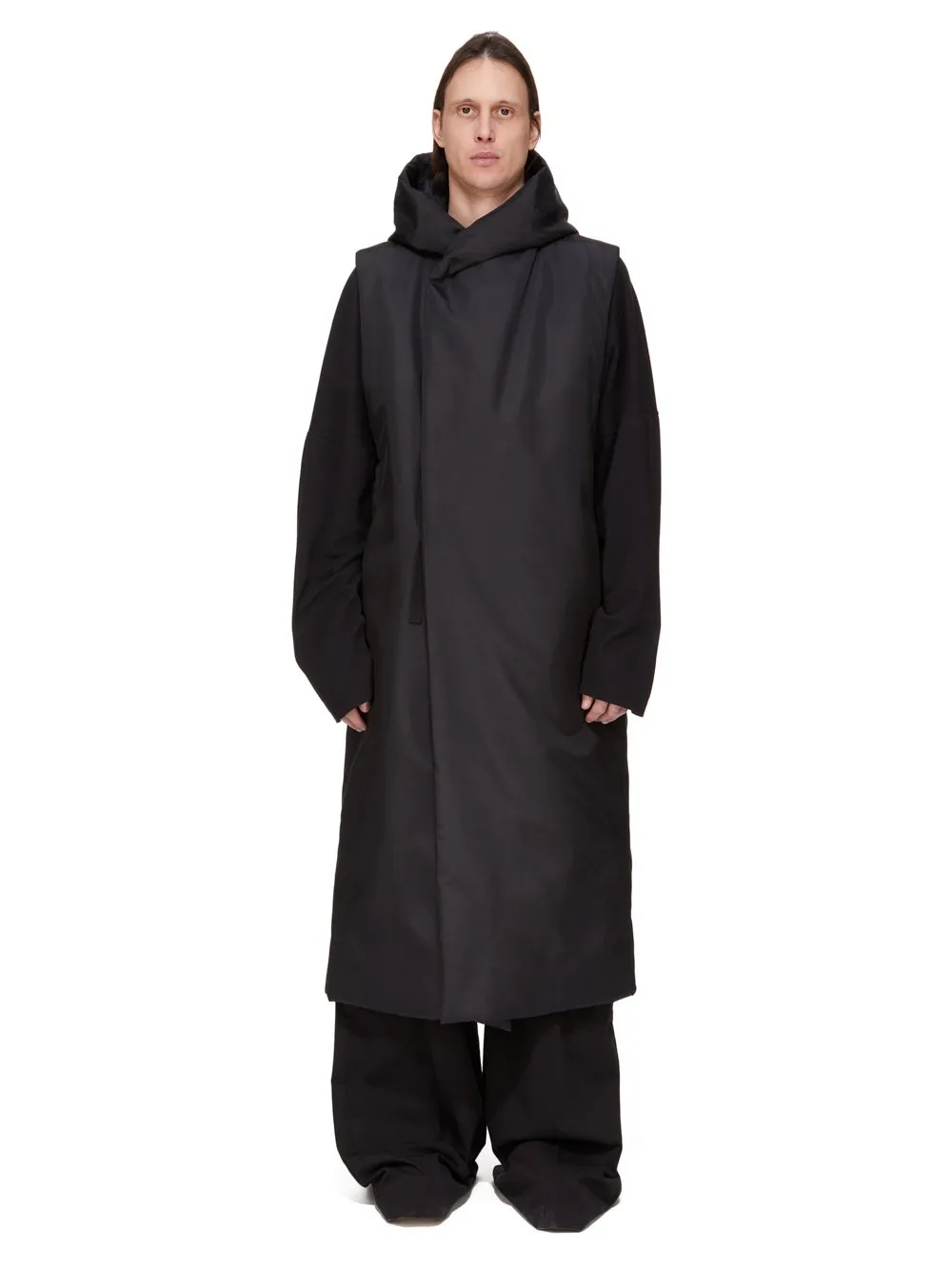 Drkshdw Concordians Hooded Liner In Black Nylon Canvas