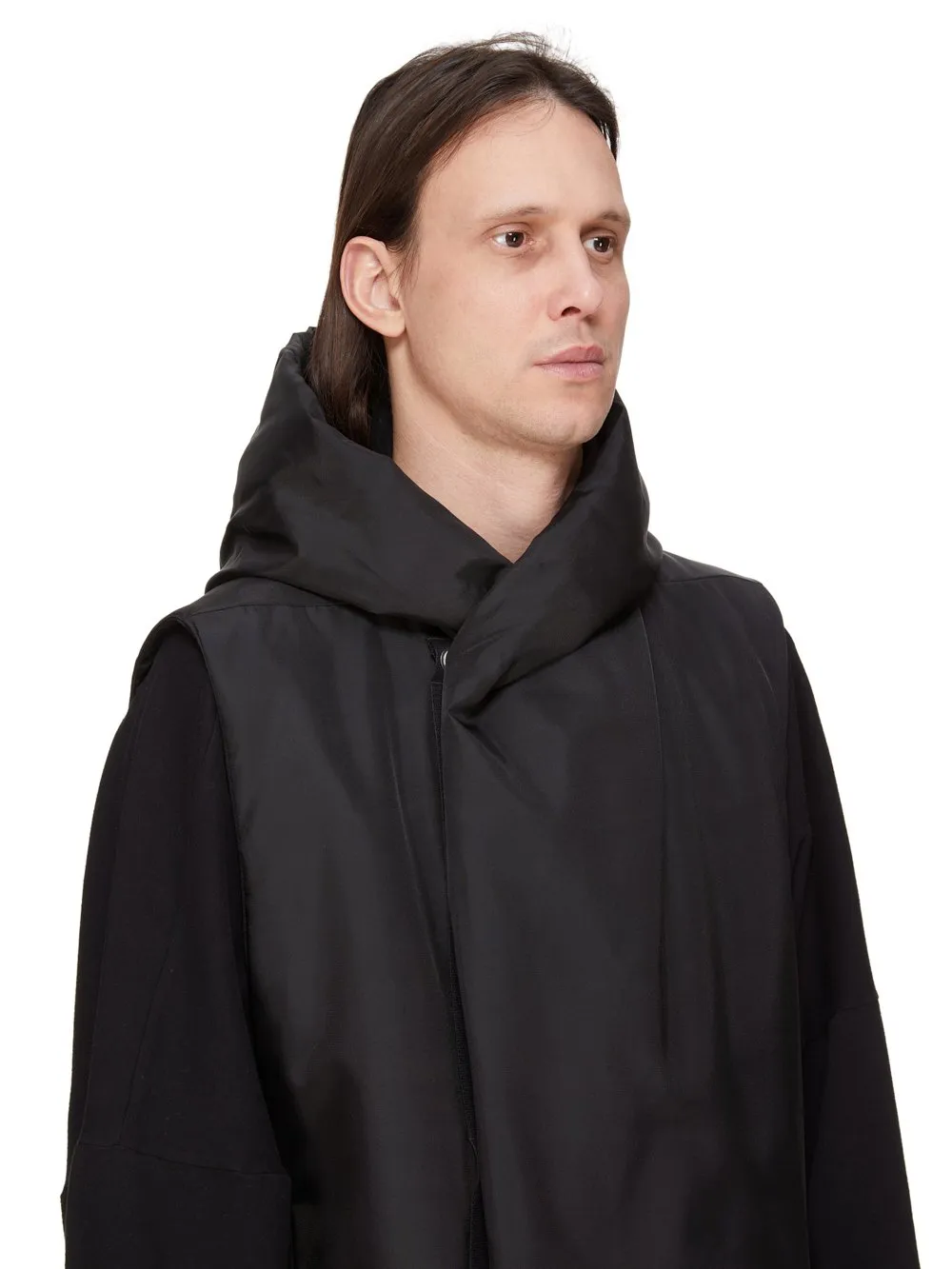 Drkshdw Concordians Hooded Liner In Black Nylon Canvas