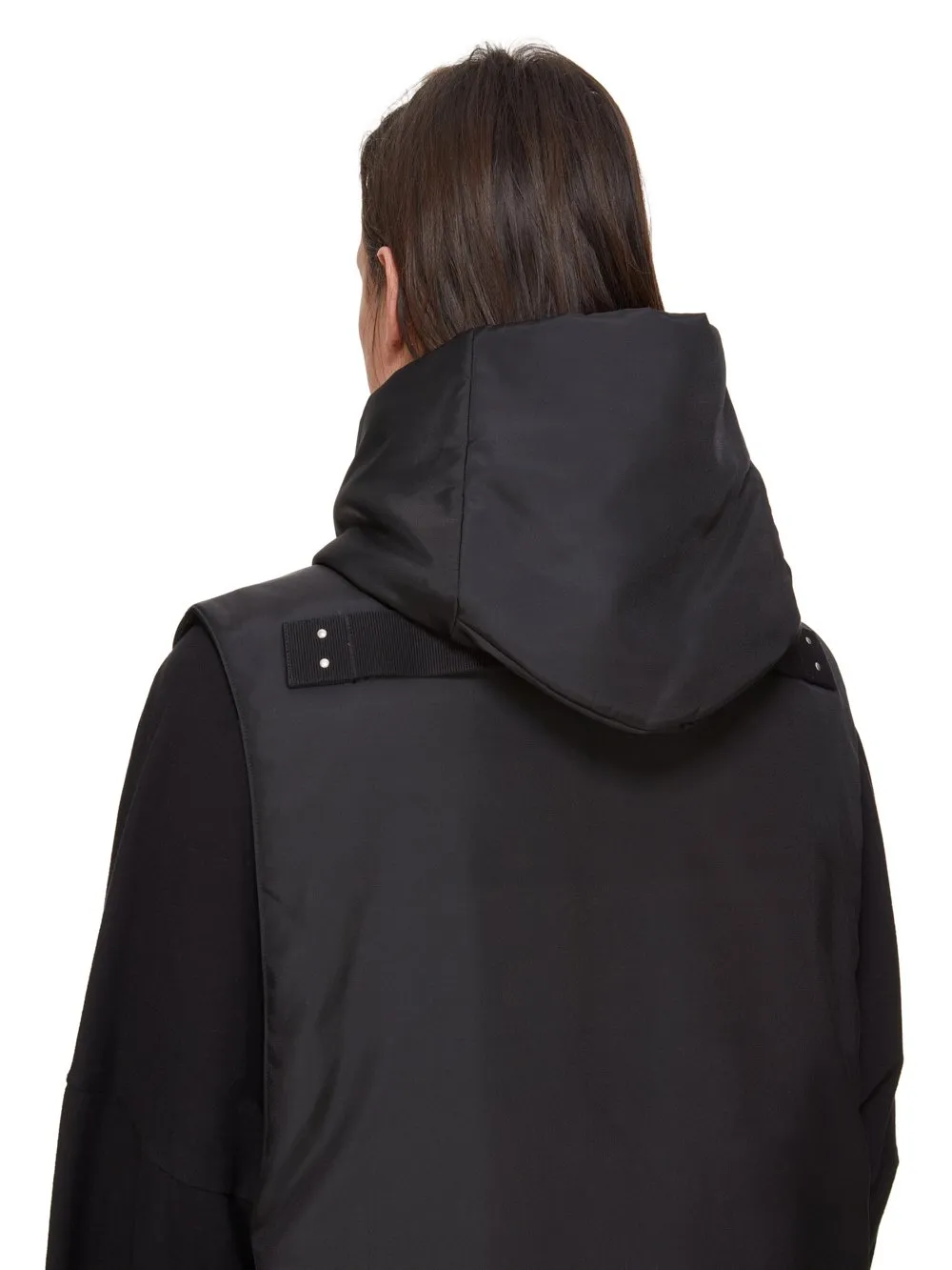 Drkshdw Concordians Hooded Liner In Black Nylon Canvas