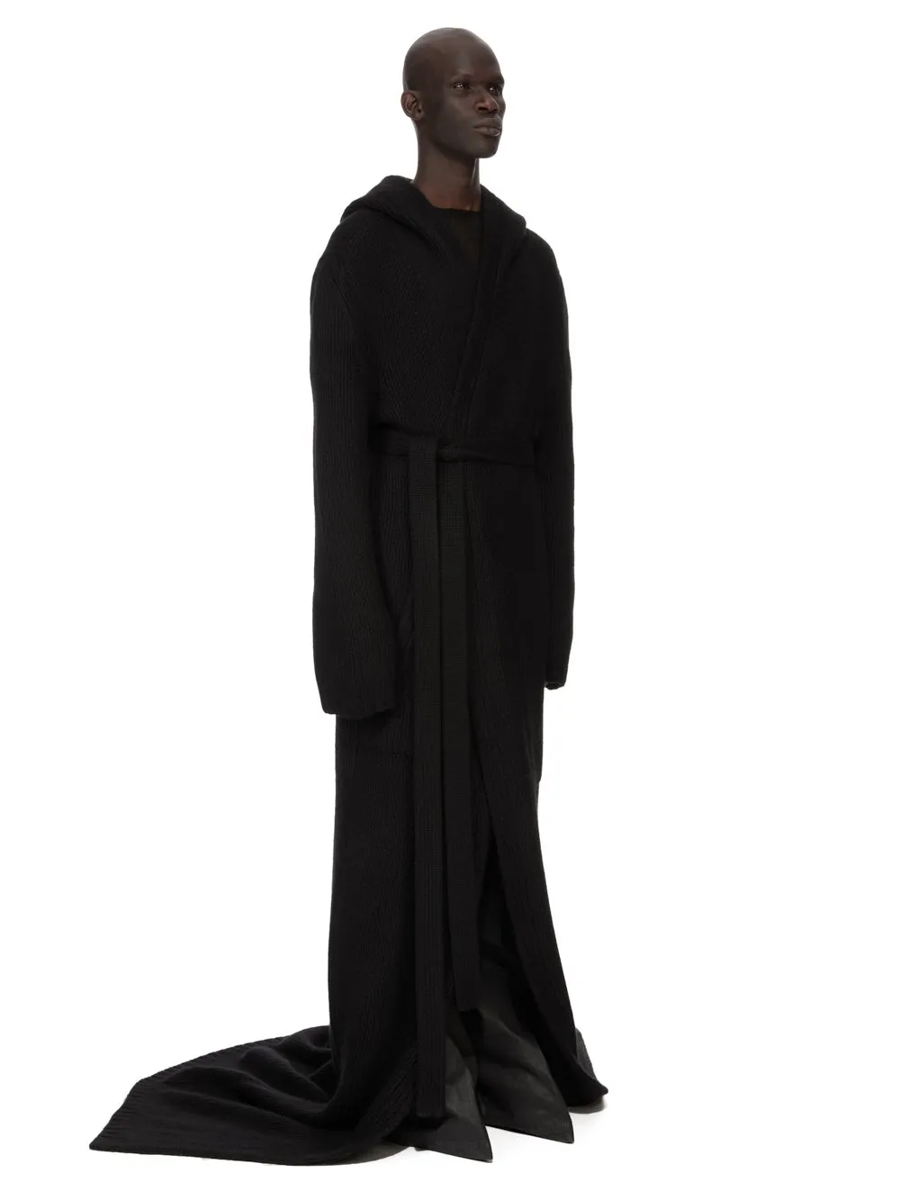 Rick Owens Temple Totalkoster Sl Hooded Knit In Black Lightweight Cashmere Knit