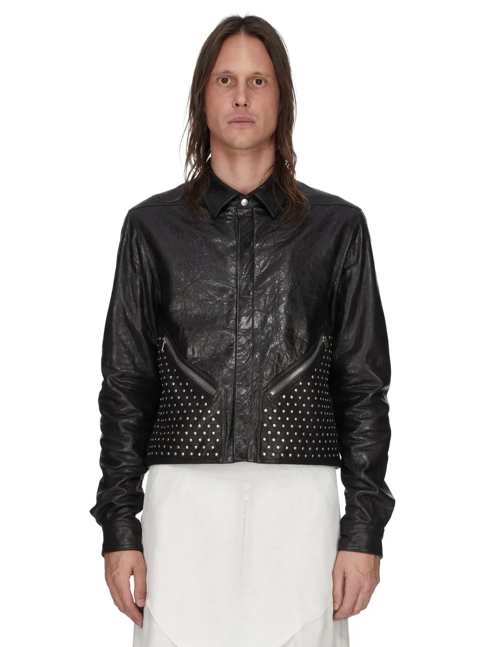 Rick Owens Temple Tour Alice Shirt In Black Tumbled Lamb