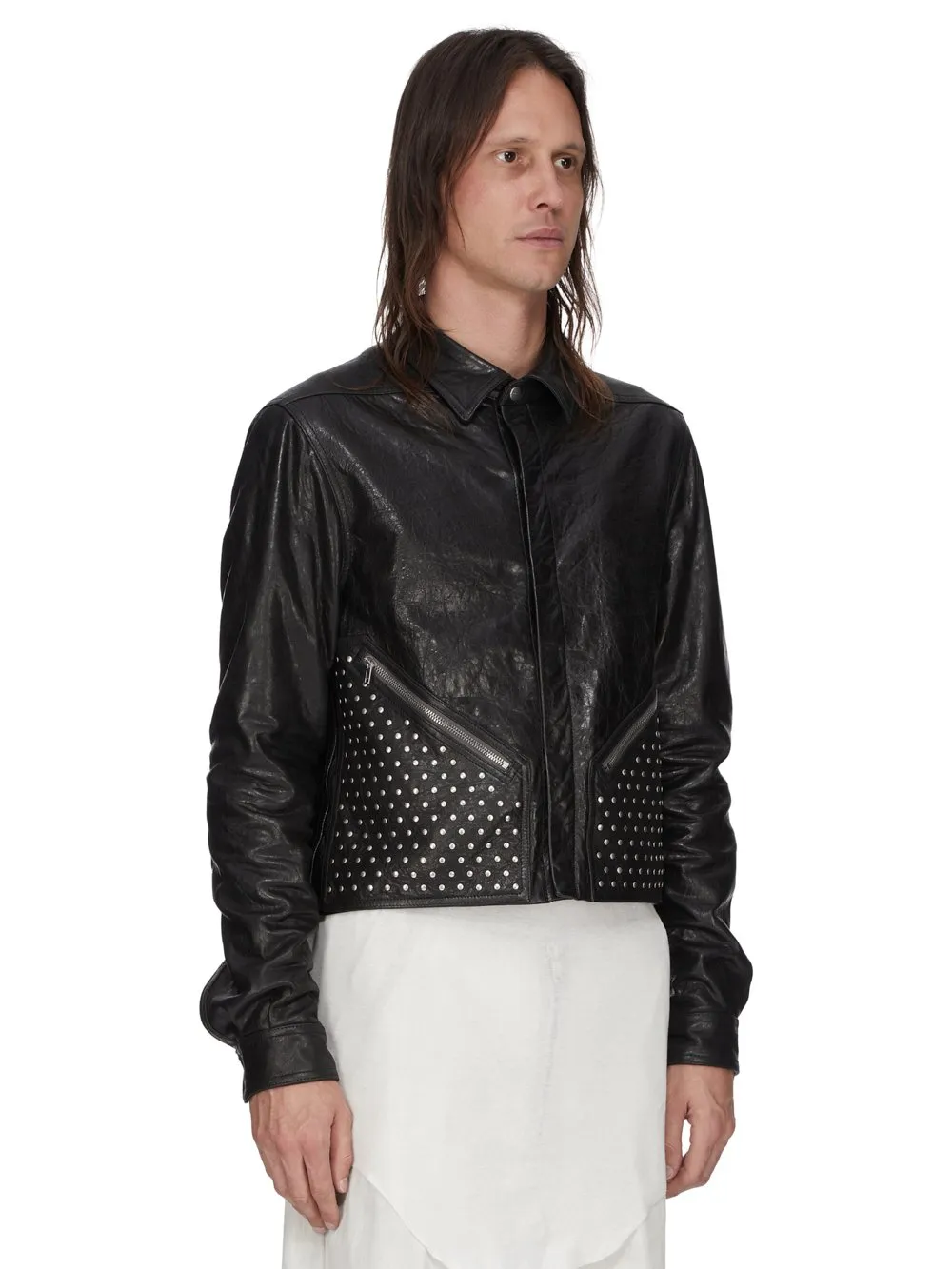 Rick Owens Temple Tour Alice Shirt In Black Tumbled Lamb