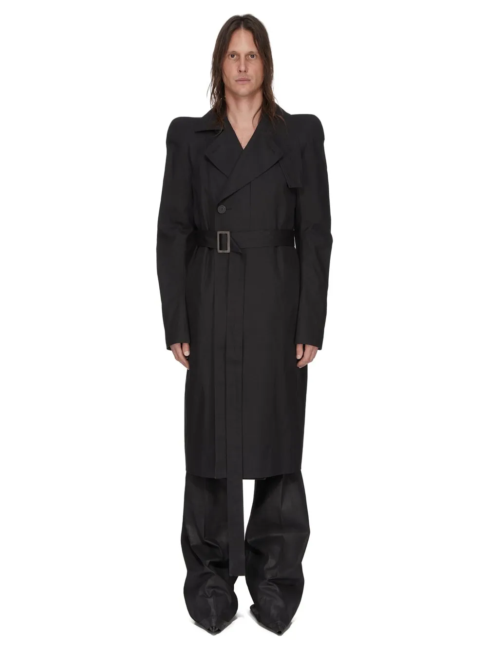 Rick Owens Temple Temple Trench In Black Heavy Poplin