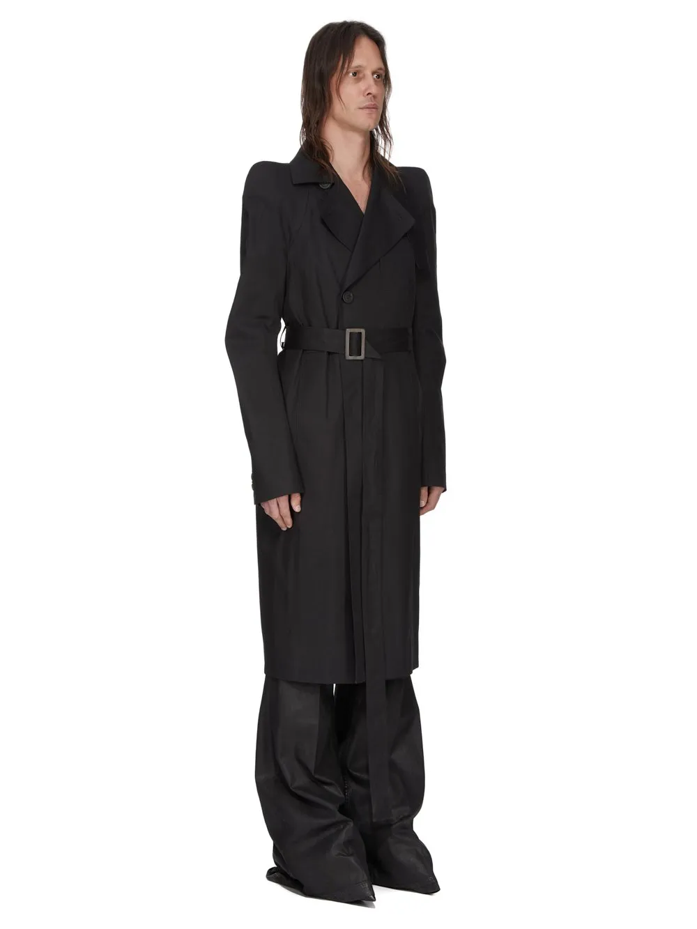 Rick Owens Temple Temple Trench In Black Heavy Poplin