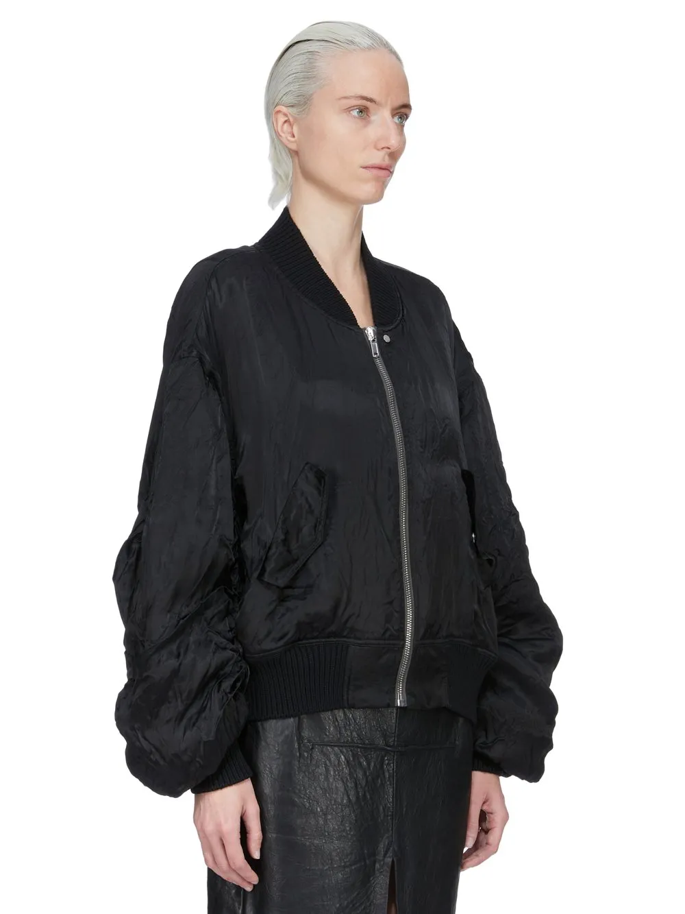 Rick Owens Temple Secchia Flight In Black Cupro Satin