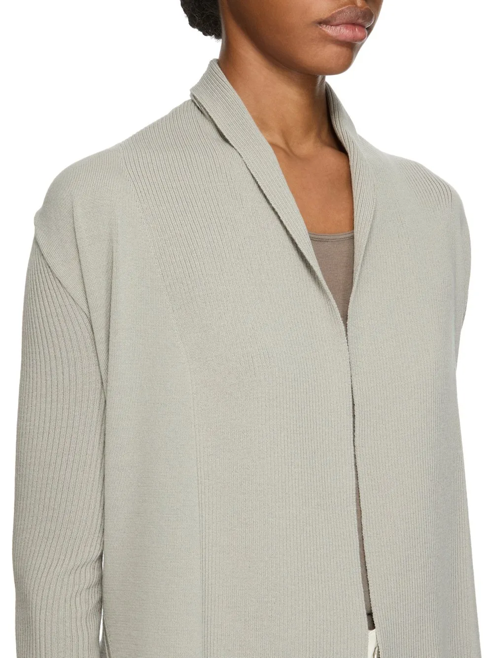 Rick Owens Temple Naska Cardigan In Pearl Lightweight Rasato Knit