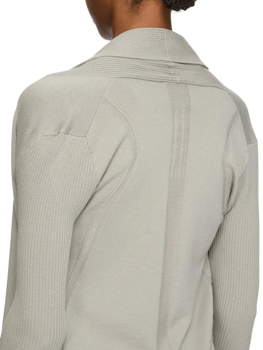 Rick Owens Temple Naska Cardigan In Pearl Lightweight Rasato Knit