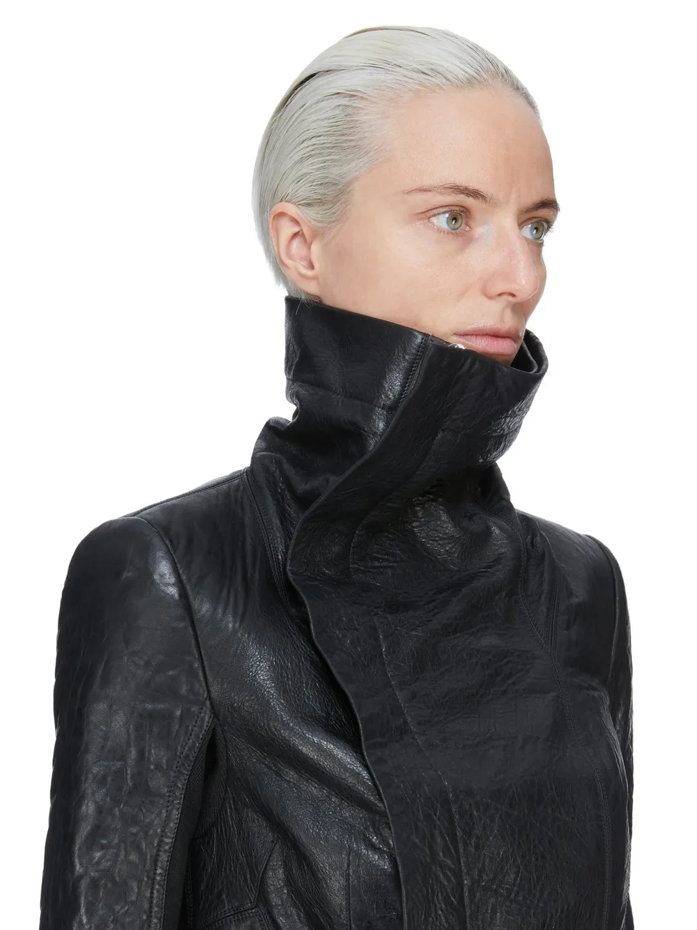 Rick Owens Temple Naska Biker In Black Tumbled Lamb