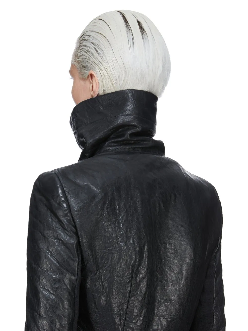 Rick Owens Temple Naska Biker In Black Tumbled Lamb