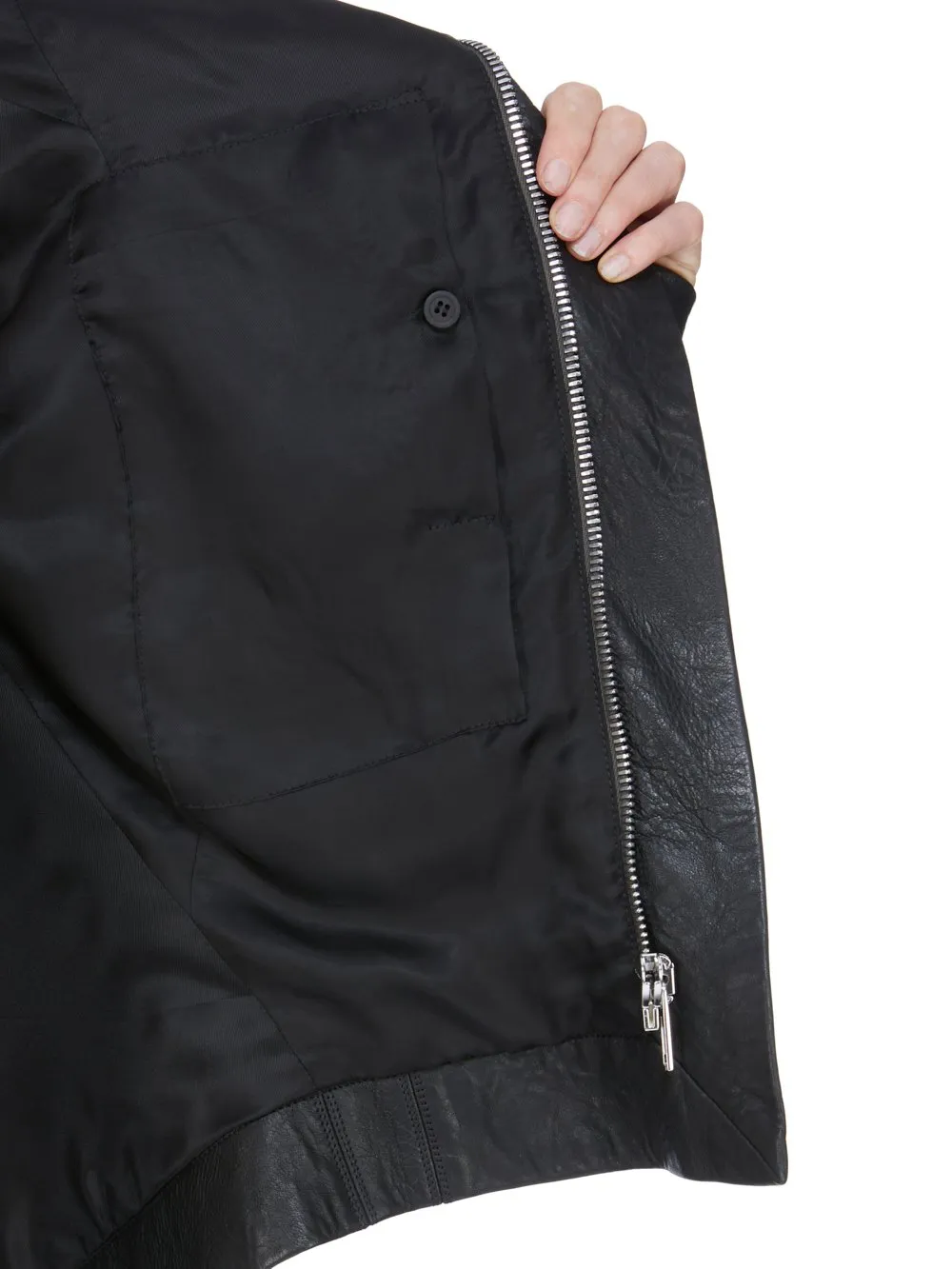 Rick Owens Temple Naska Biker In Black Tumbled Lamb