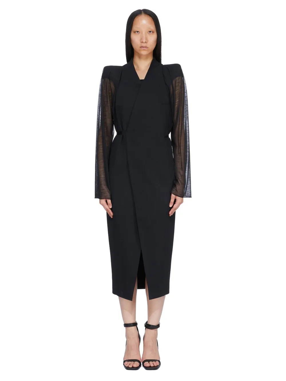Rick Owens Temple Cyclops Coat In Black Twisted Wool And Wool Jersey